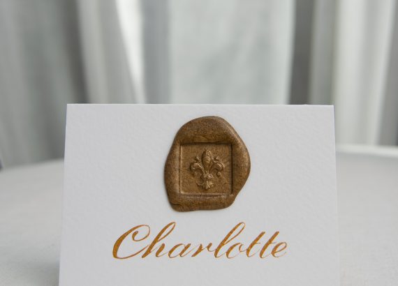 Tented Place Card with Calligraphy & Wax Seal - Miss Modern Calligraphy