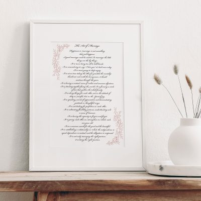 The Art of Marriage Poem in Calligraphy