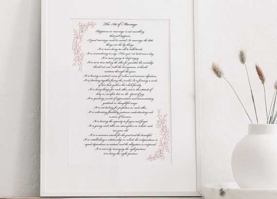 The Art of Marriage Poem in Calligraphy
